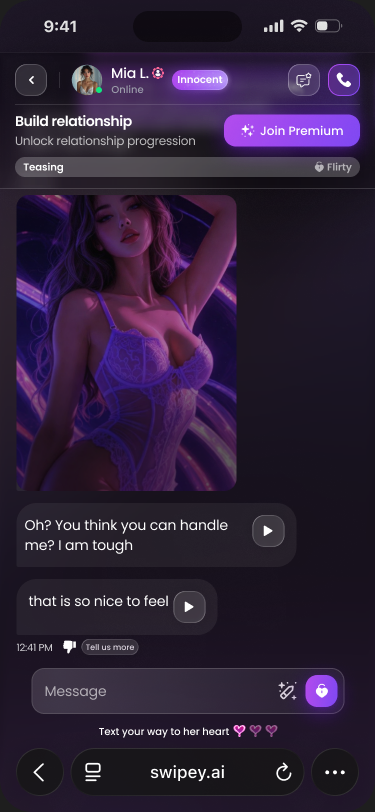 Swipey AI chat interface in a phone frame